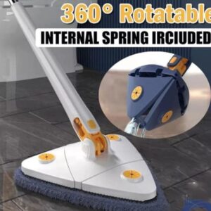 Premium Quality Telescopic Triangle Mop: 360° Rotatable, Self-Wringing, Extended Adjustable Mop for Floor, Squeeze-Free Hand Washing (Lazy Tool, Random Color)