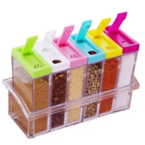 Spice Jars Dispenser Masala Rack Multicolour Set Of 6
